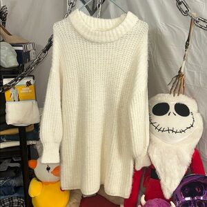 Saints and Hearts Cozy White Knit Sweater Dress